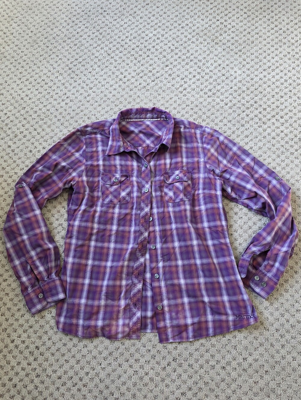 Marmot Purple Plaid Lightweight Button Shirt